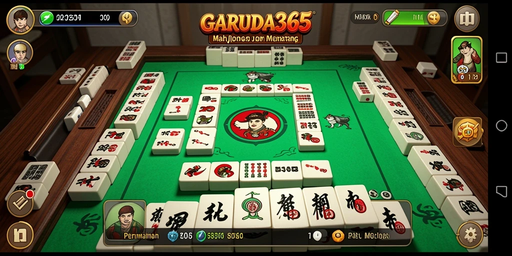 Screenshot gameplay GARUDA365 menampilkan ubin Mahjong yang warna-warni dan menarik.