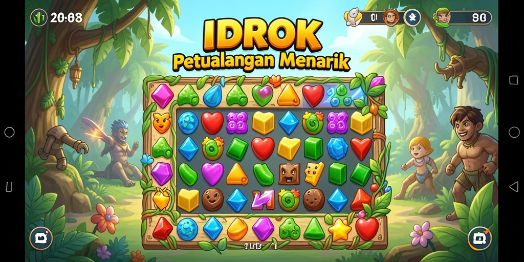 Tampilan menarik dari gameplay IDROK Match-3 yang menantang.