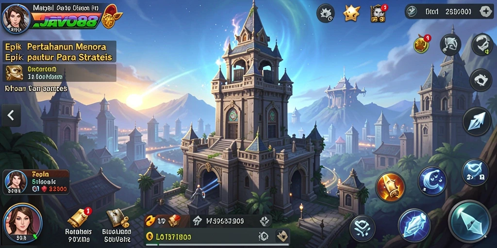 Tampilan gameplay JAVO88 yang menegangkan dan memikat dalam pertahanan menara.