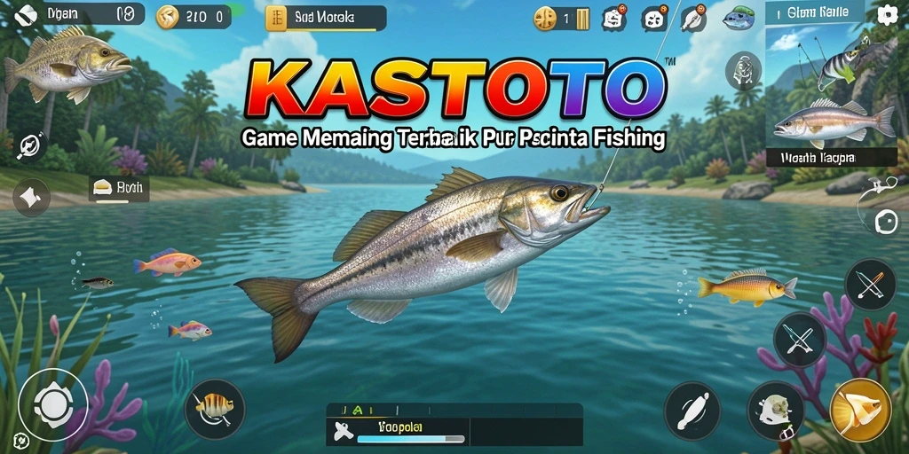 Tampilan gameplay KASTOTO yang menakjubkan saat memancing.