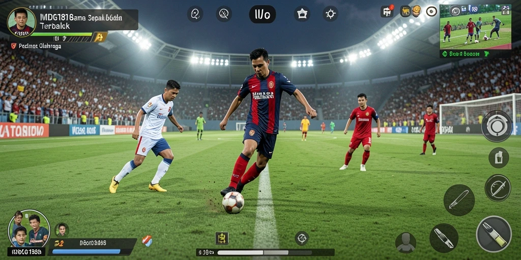 Screenshot menampilkan aksi seru dalam permainan sepak bola MDG188.