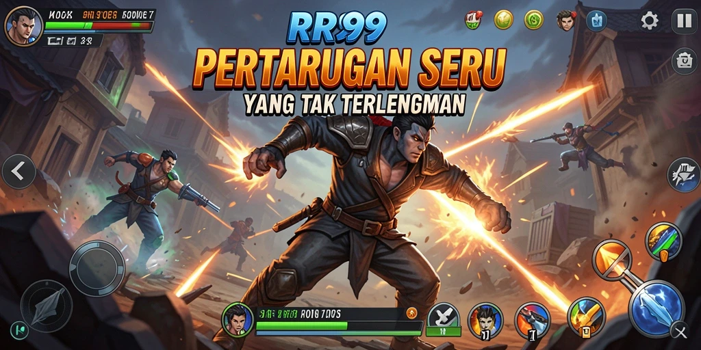 Gameplay RR999 menampilkan pertarungan epik antara karakter karakter kuat.